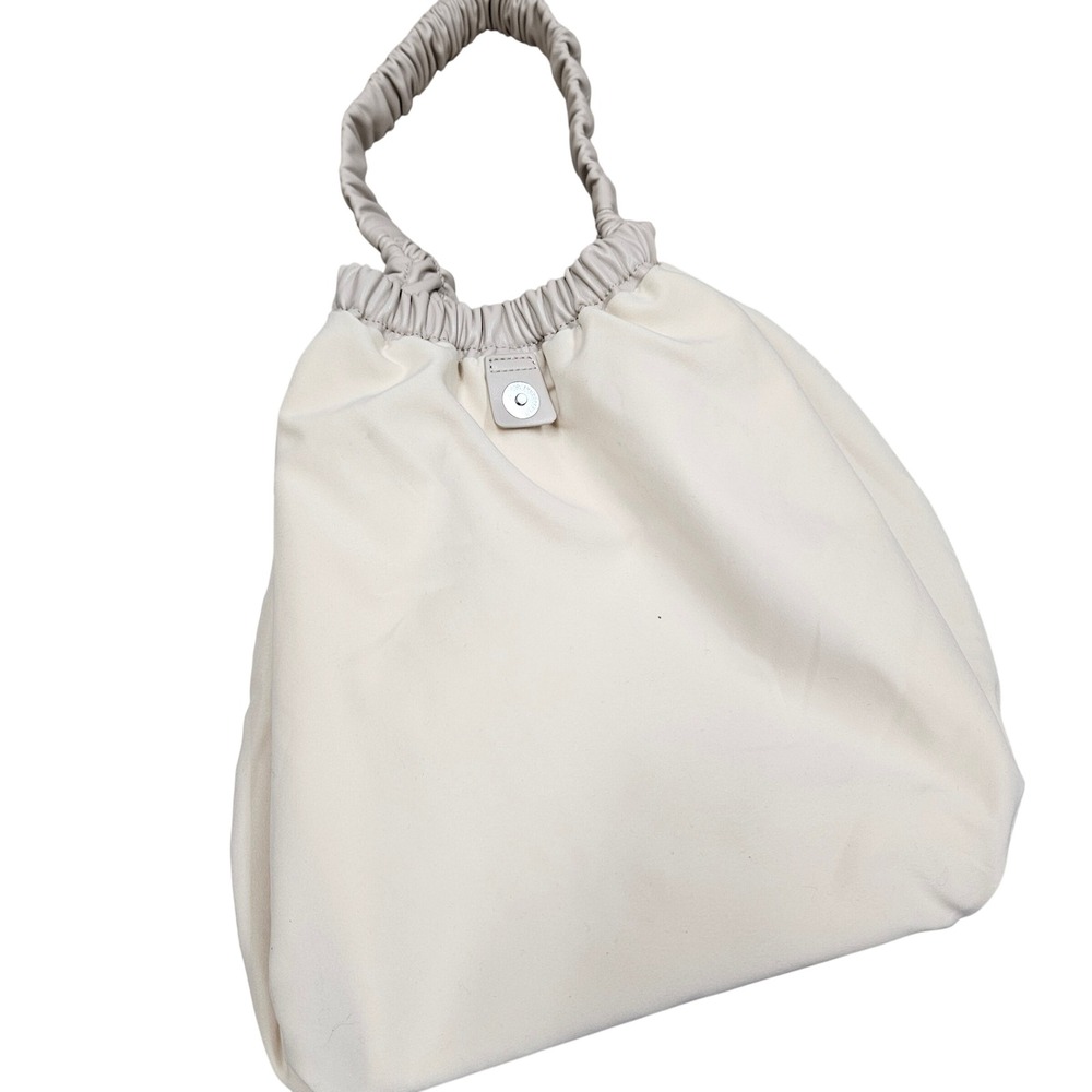 Oak + Fort Shoulder Bag Beige Ruched Vegan Leather Slouchy Hobo‎ Minimalist - Picture 6 of 10